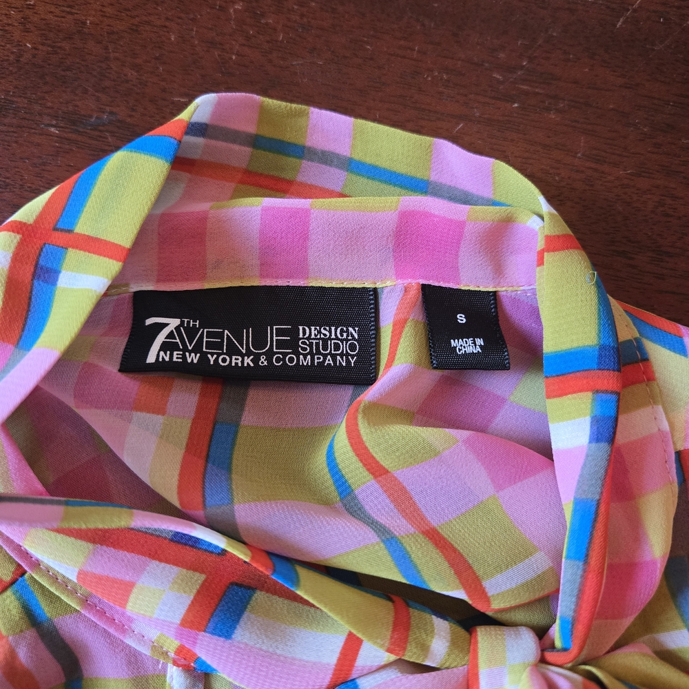 Pink & Green Plaid Blouse And Skirt - Picture 7 of 10
